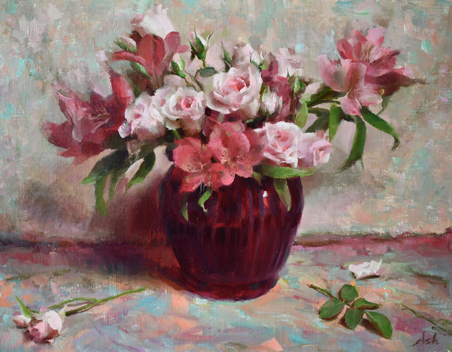 Ashwini Bharathula - Alstroemerias And Baby Pink Roses